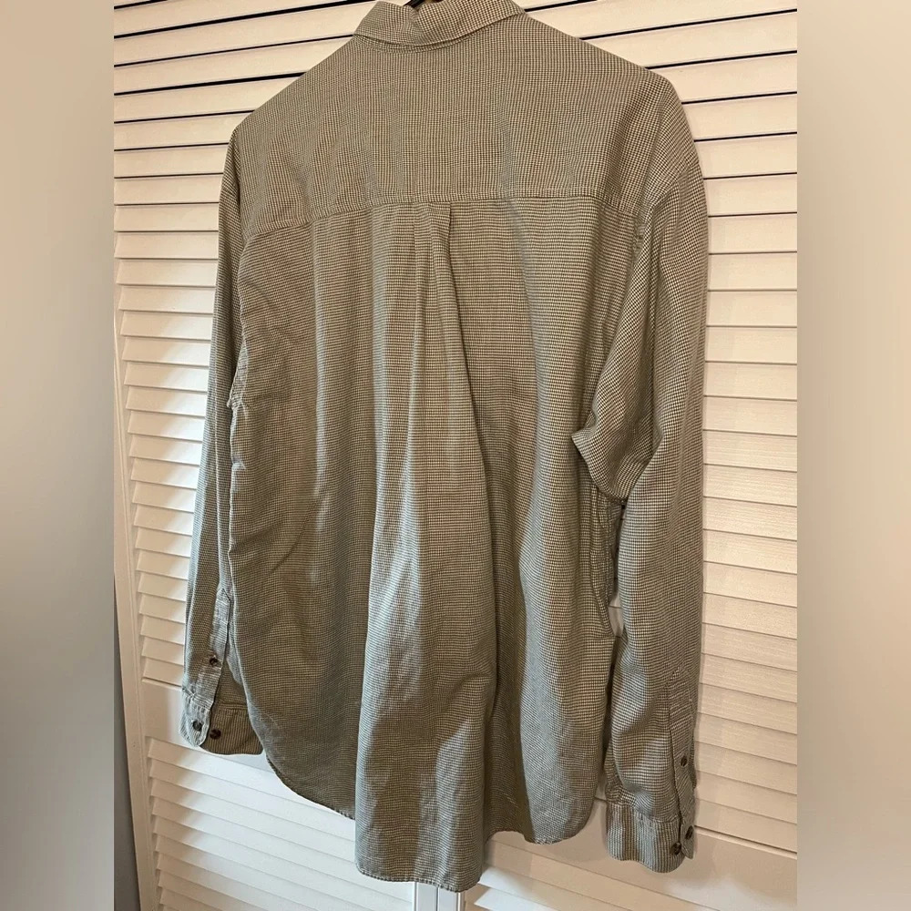 Izod Men’s Houndstooth Long Sleeve Button Down Shirt Size Large Cotton Green - Picture 11 of 16